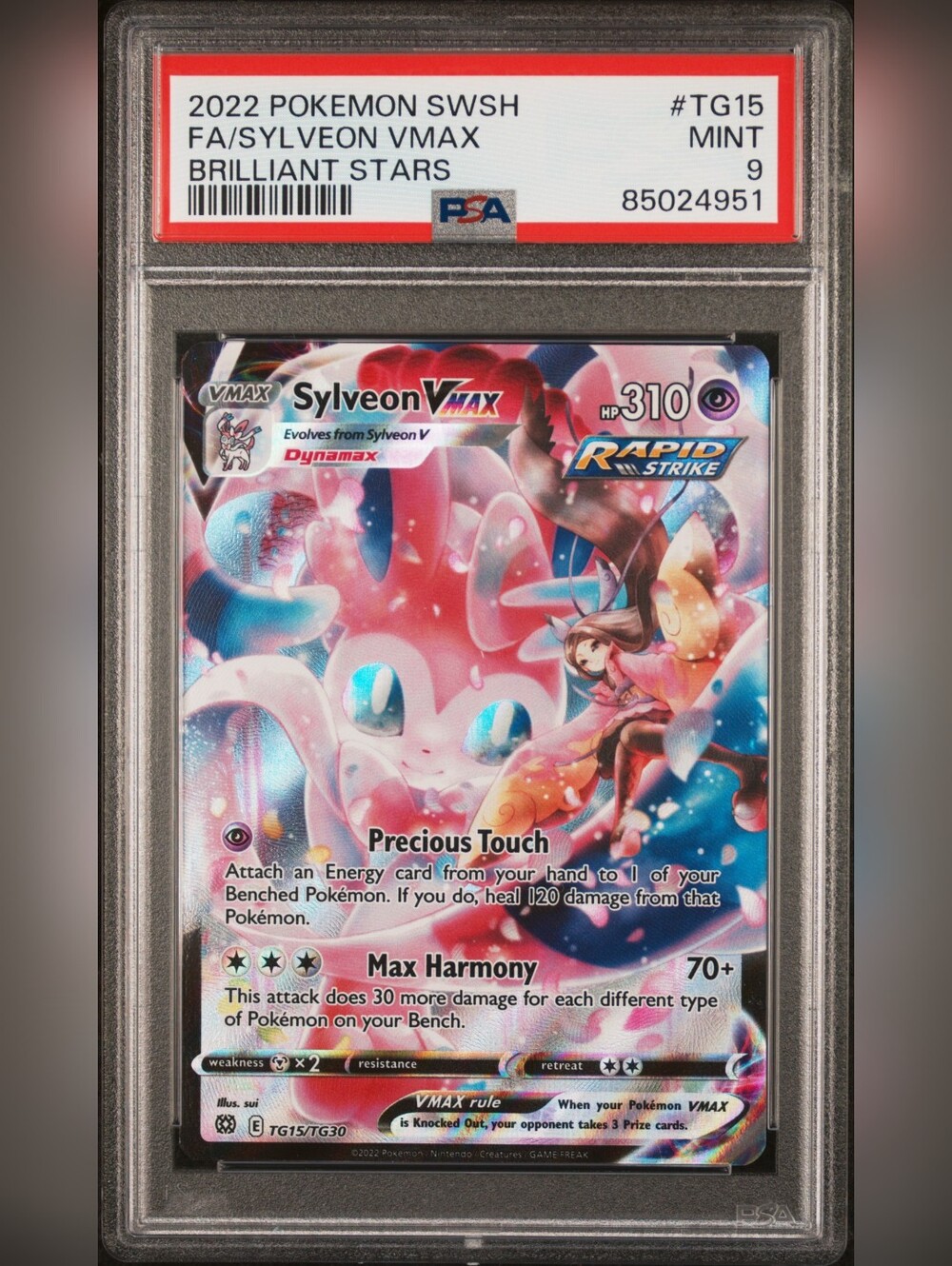 PSA 9 Sylveon VMAX TG15 Brilliant Stars Pokémon Card